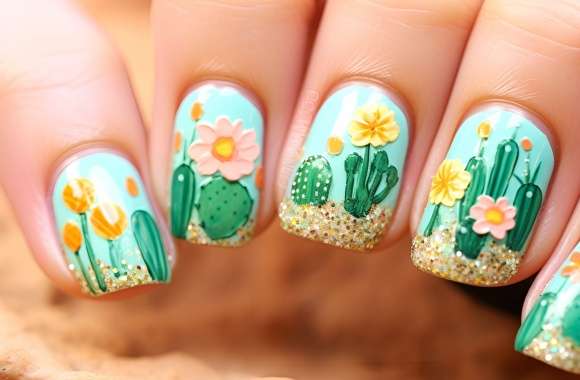 Cactus Nail Art Design