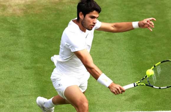Carlos Alcaraz Wimbledon 2023 Action Shot - HD Tennis Wallpaper