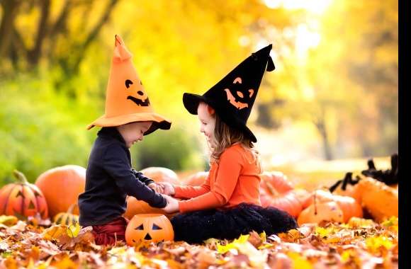 Charming Halloween Moments of Kids and Pumpkins wallpapers hd quality