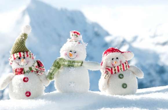 Charming Snowman Trio - wallpapers hd quality