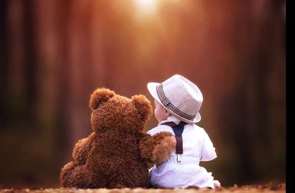 Child and Teddy HD Photography Wallpaper