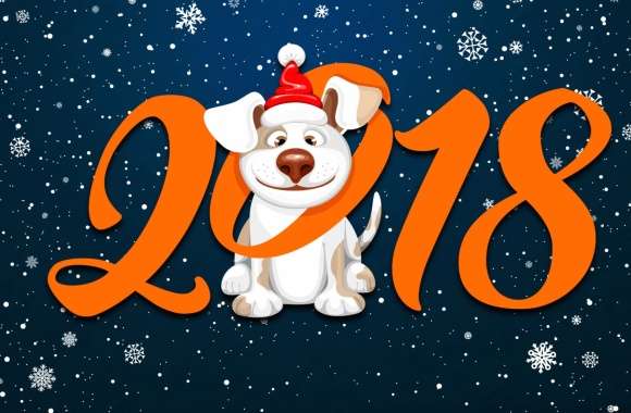 Chinese New Year Snowflake Santa Hat Dog Holiday New Year 2018