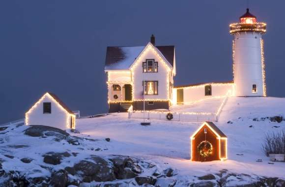 Christmas Lighthouse Wonderland