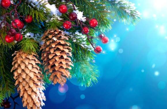 Christmas Pine Cones & Berries wallpapers hd quality