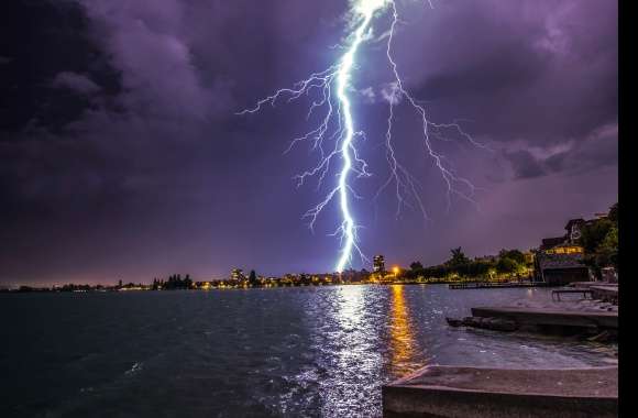 Coast Night Photography Lightning