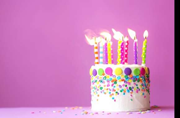 Colorful Birthday Cake with Candles -
