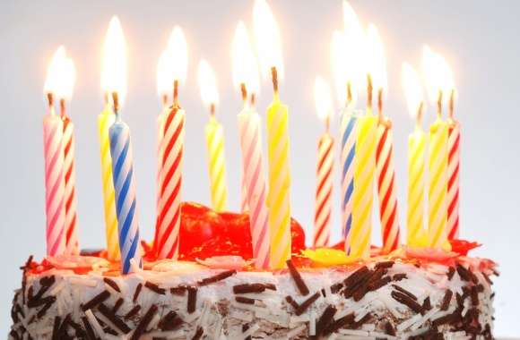 Colorful Birthday Cake with Festive Candles