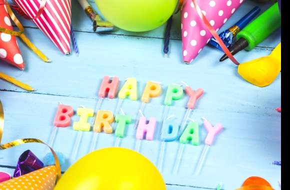 Colorful Candle Celebration Happy Birthday Holiday Birthday