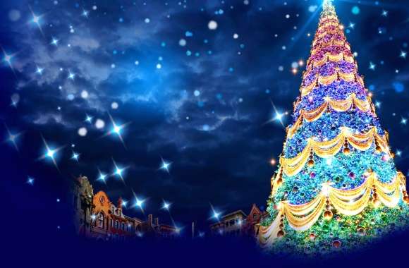 Colorful Colors Light Christmas Tree Holiday Christmas