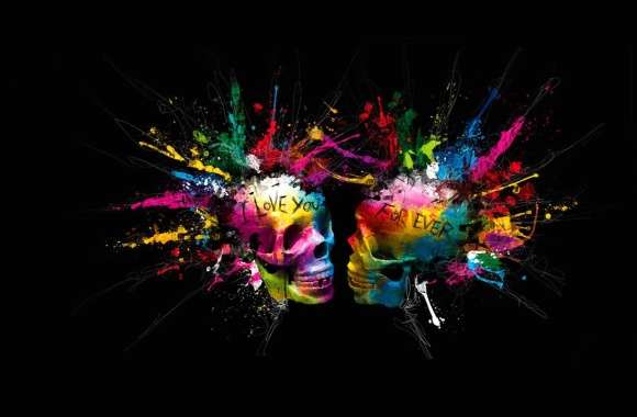 Colorful Colors Love Dark Skull
