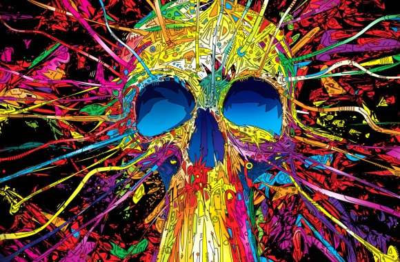 Colorful Dark Skull A Vibrant Fusion of Art and Mystery wallpapers hd quality