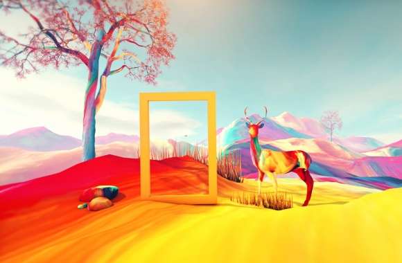 Colorful Deer Dreamscape