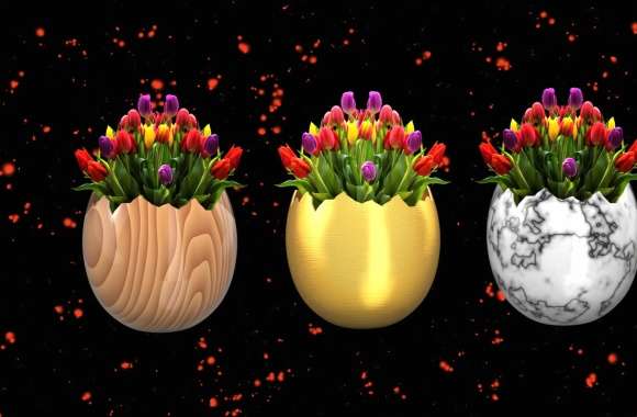 Colorful Easter Egg Tulip Flower Holiday Easter
