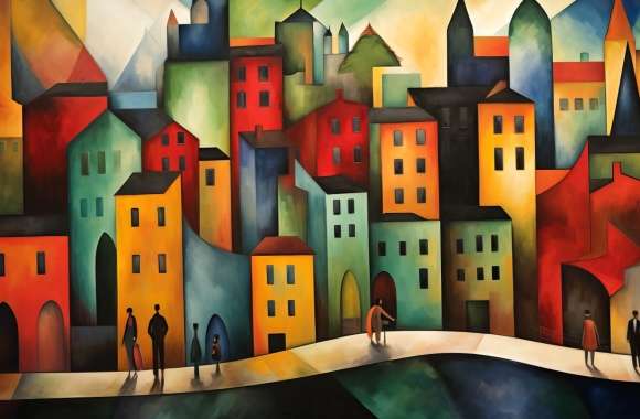 Colorful Expressionist Cityscape