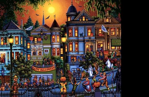 Colorful Halloween Street - wallpapers hd quality