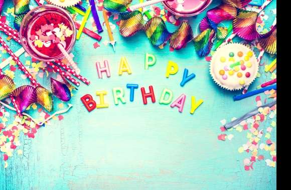 Colorful Party Confetti Happy Birthday Holiday Birthday