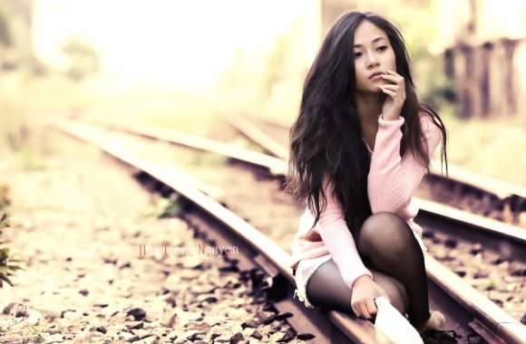 Contemplative Mood - Woman on Tracks