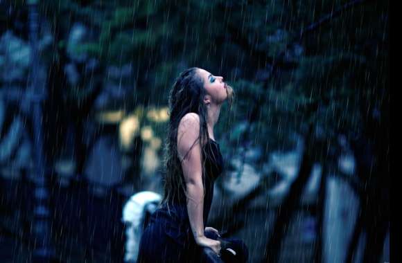 Contemplative Woman in Rain - wallpapers hd quality