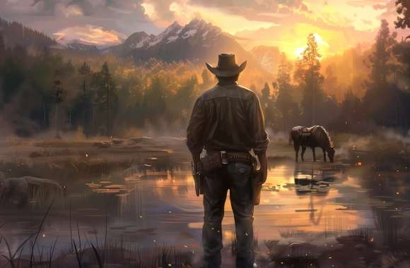 Cowboy Sunset Landscape -