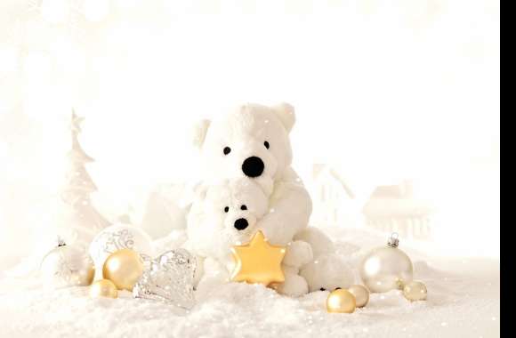 Cozy Christmas of Teddy Bears & Ornaments wallpapers hd quality