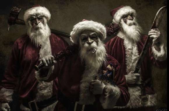 Creepy Dark Santa with Axe -