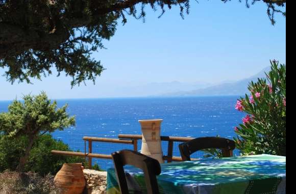 Crete Scenic Table Water Ocean Sea Photography Place