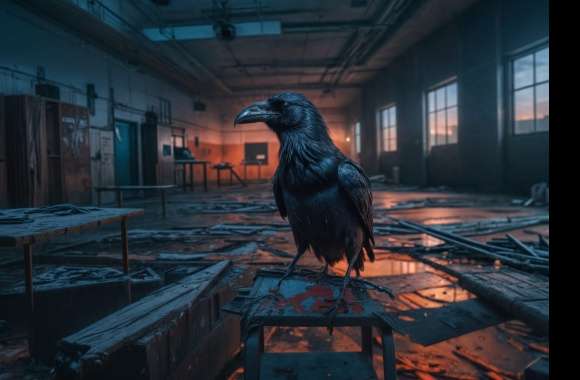 Crow in an abandoned hospital wallpapers hd quality