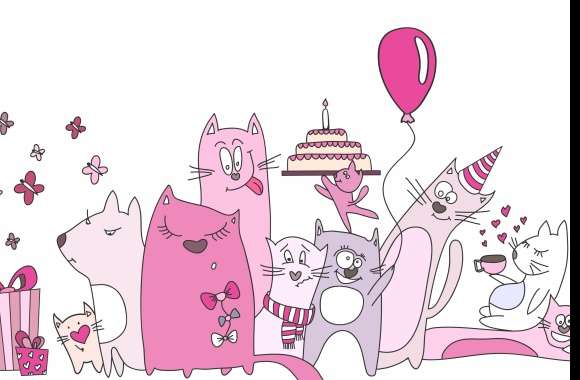 Cute Birthday Cats A Festive