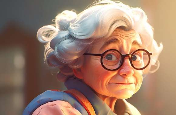 Cute Cartoon Grandma Wallpaper