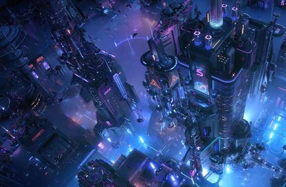 Cyberpunk Neon Skyscraper - HD Sci-Fi City Wallpaper