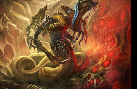 Dark Banner Warrior Sword Wings Fantasy Creature Fantasy Warrior