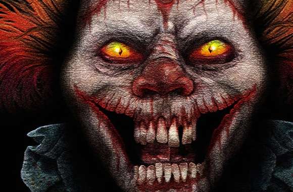Dark Clown Eerie Visage in Vibrant Terror wallpapers hd quality