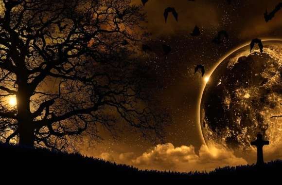 Dark Fantasy Moonlit Landscape