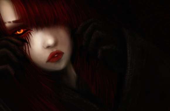 Dark Red Hair Eye Fantasy Demon wallpapers hd quality