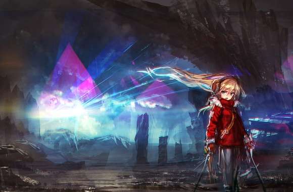 Dark Sky Weapon Sweater Headphones Blonde Anime Original Dark Anime Wallpaper wallpapers hd quality