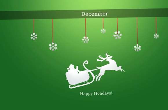 December Sleigh Green Holiday Christmas wallpapers hd quality