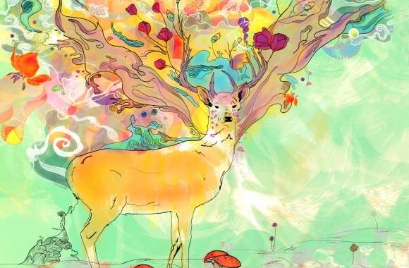 Deer Artistic Psychedelic wallpapers hd quality