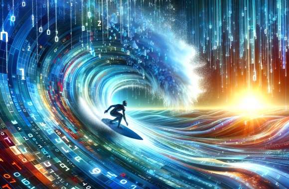 Digital Surfing in Cyberspace - HD Technology Wallpaper