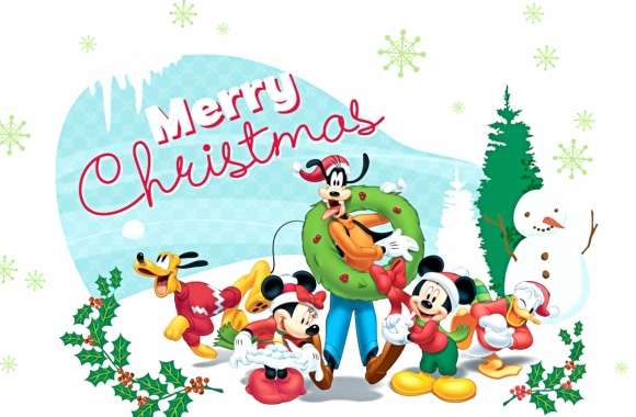Donald Duck Minnie Mouse Mickey Mouse Merry Christmas Holiday Christmas