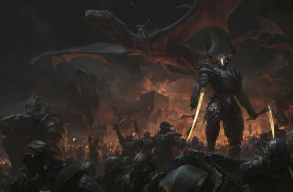 Dragon Army Creature Armor Orc Sword Dark Warrior Wallpaper