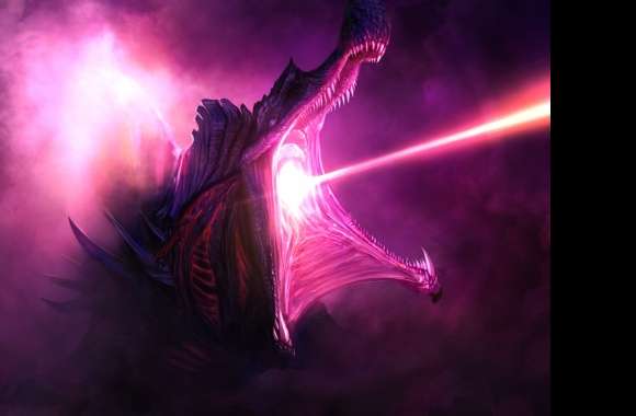 Dragon Beam Fury - HD Fantasy Creature Wallpaper