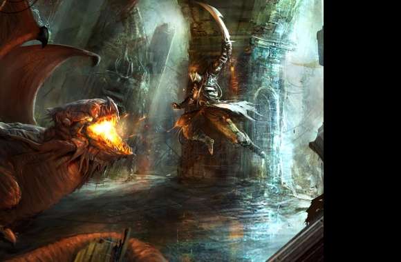 Dragon Duel Epic Fantasy Warrior wallpapers hd quality