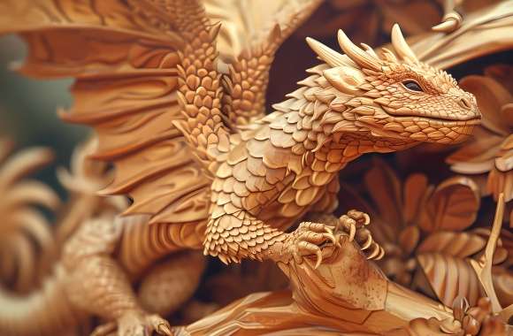 Dragon wood carving