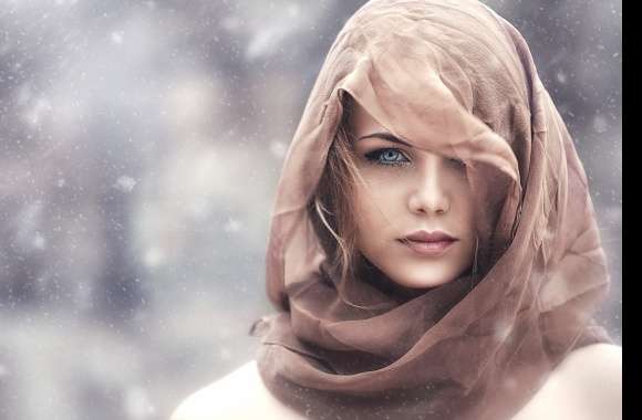 Elegance in Winter - Woman with Scarf