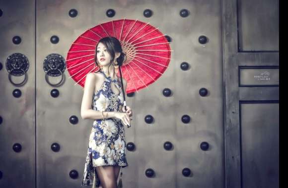 Elegant Asian Model with Umbrella - wallpapers hd quality