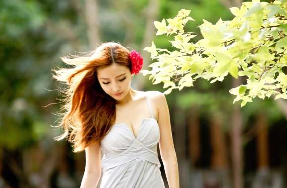 Elegant Asian Woman in Nature