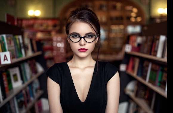 Elegant Library Woman -