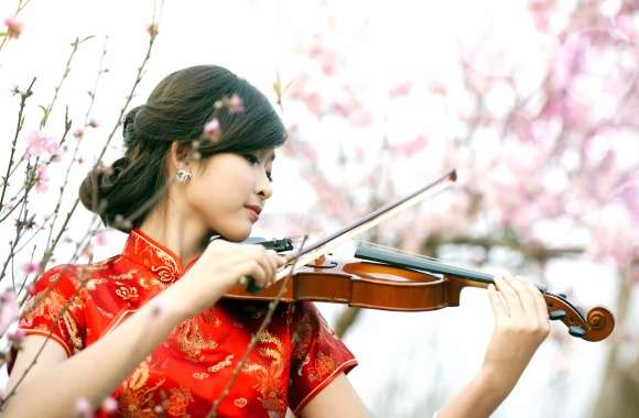 Elegant Melody - Asian Woman Violinist