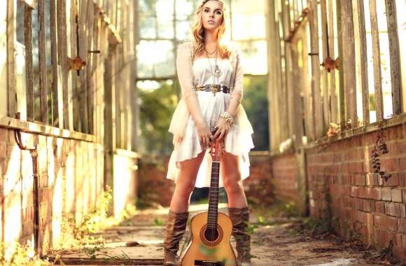 Elegant Model with Guitar -