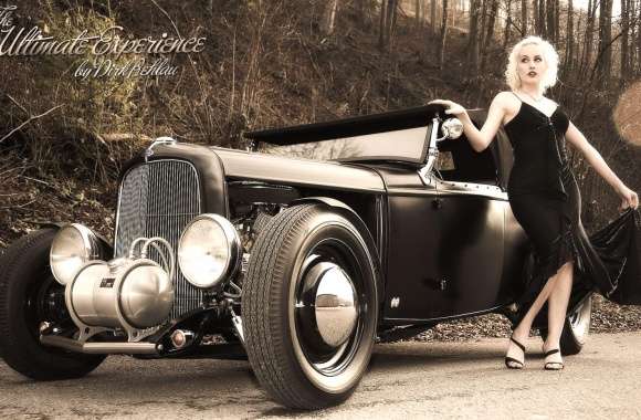 Elegant Woman & Vintage Car -